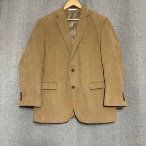 Chaps Ralph Lauren Men 44R Blazer Tan Faux Suede 2 Button Jacket Sport Coat